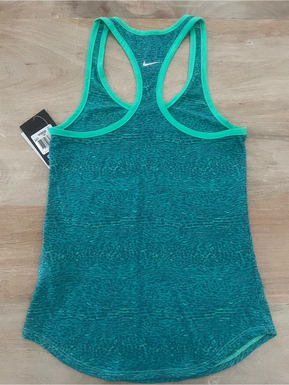 Nike Women's Teal Athletic Racerback Tank with Neon Yellow Logo